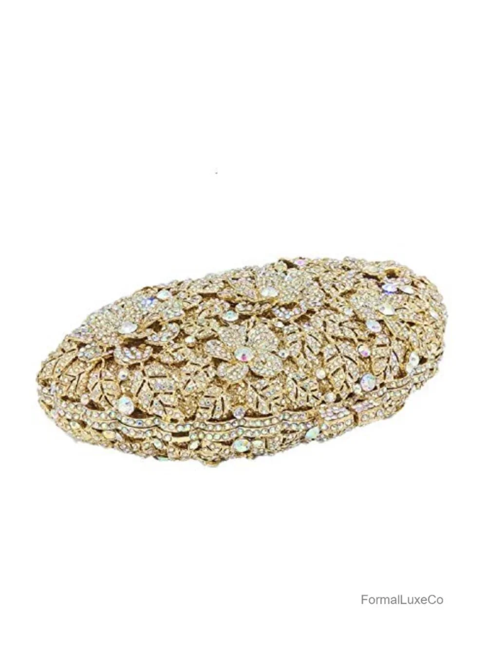 Crystal Rhinestone Clutch Evening Bag with Chain Straps